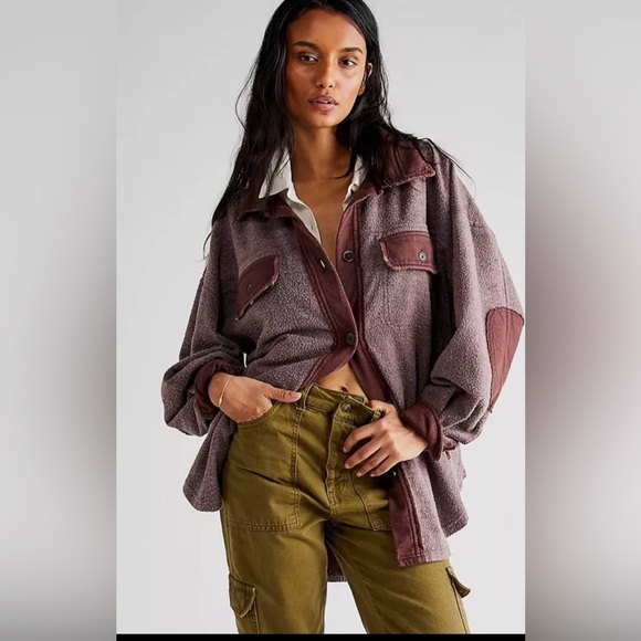 Free People Jackets & Blazers - Free People Ruby Shacket in Burgundy NWT